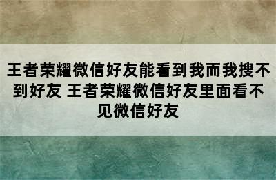 王者荣耀微信好友能看到我而我搜不到好友 王者荣耀微信好友里面看不见微信好友